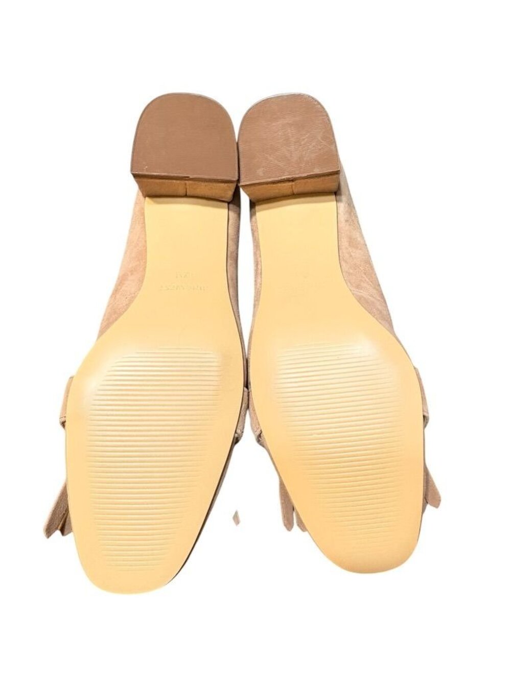 NEW Suede Fringe Pump Pearl Buckle 6.5 Tan Suede Block Heel NWOB Classic Preppy - Picture 4 of 8